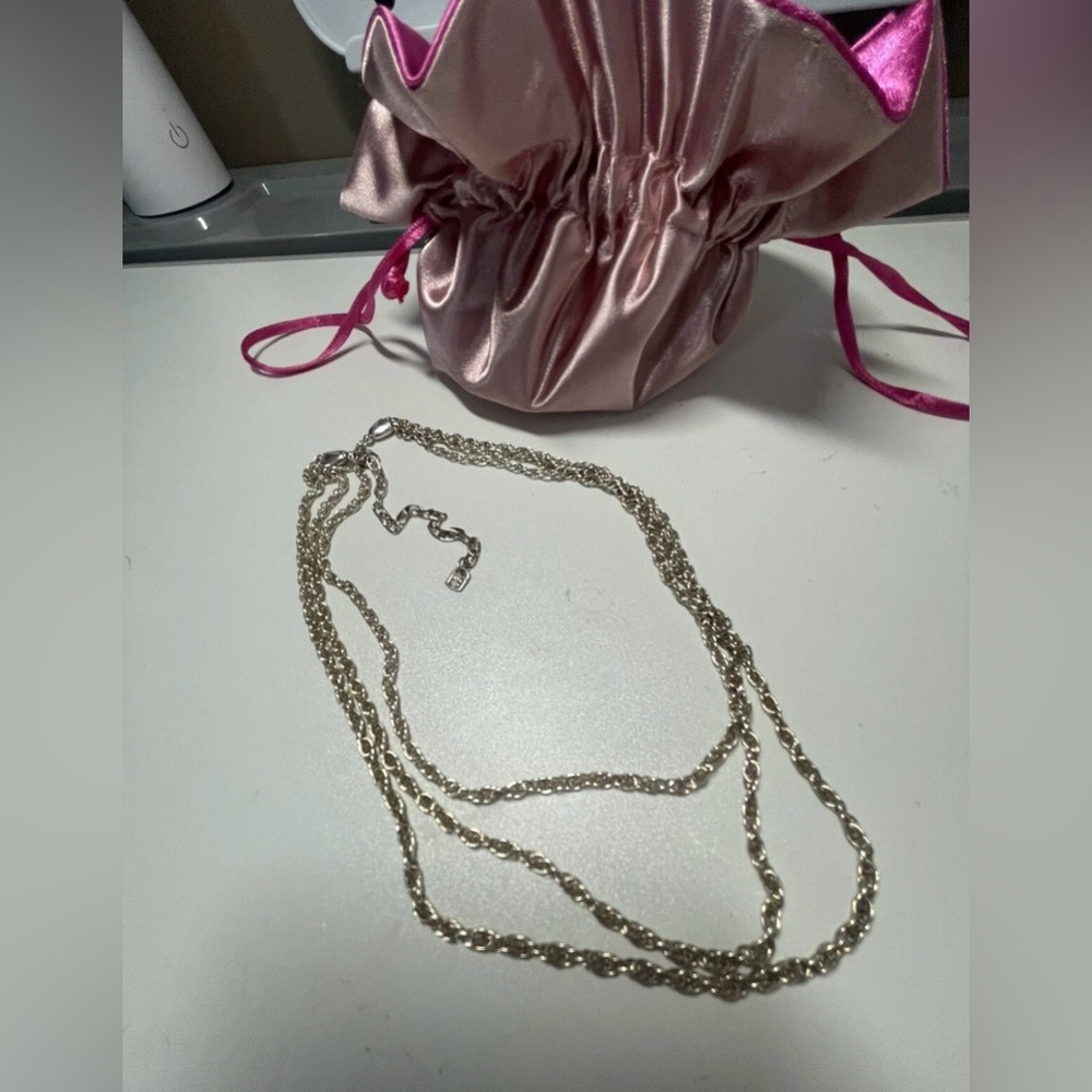 USA .999 Sterling Silver 3 (three) Strand Link Necklace 16" to 20"- 31 gr. VGC